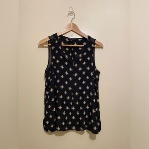 Madewell Silk Black and Cream Sleeveless Blouse. Size S . Style E8959